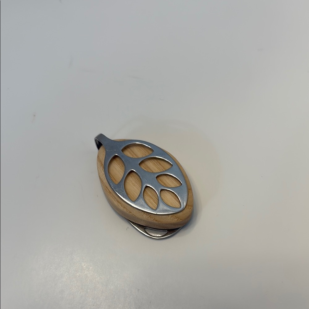 Silver and Tan Leaf Pendant